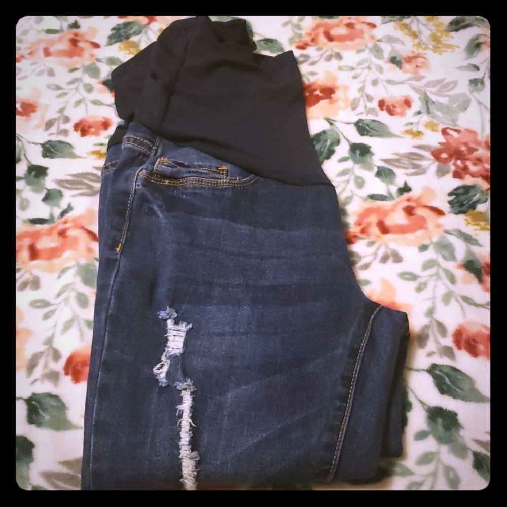 Maternity ripped jeans